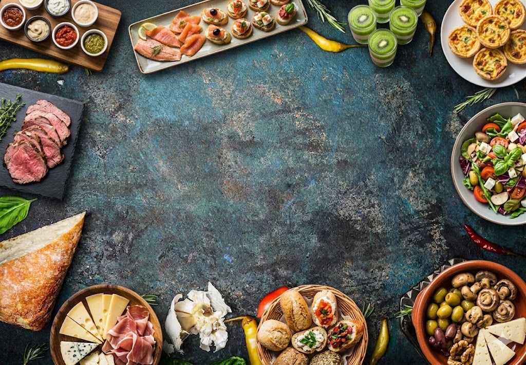 Ein reichhaltiges kaltes Buffet mit Fingerfood, Roastbeef und Salaten von Barth Catering in Uelzen
